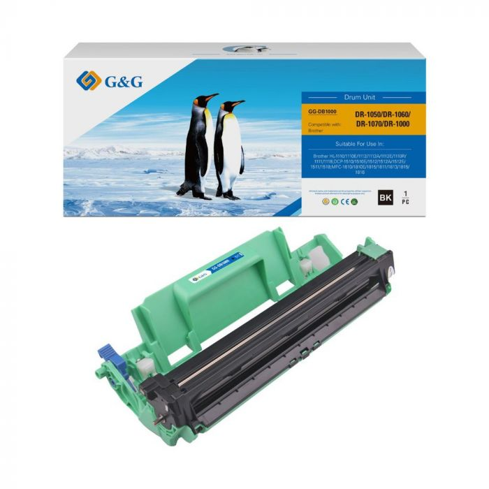 УНИВЕРСАЛНА БАРАБАННА КАСЕТА ЗА BROTHER HL 1110/1112/DCP 1510/1512 - DR1000/DR1010/DR1020/DR1035/DR1040/DR1050/DR1060/DR1075 - DR1030 (DR-1030)/DR1000 (DR-1000) - Black - DRUM UNIT - PN NT-DB1000 - G&G